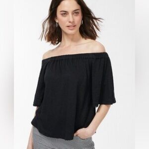 NWT Chico’s Pom Pom Trim Knit Off Shoulder Top